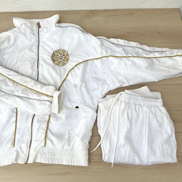 Vintage 90s Lavon White Embroidered Windbreaker 2-Piece Tracksuit Set W's Size M - Picture 16 of 16